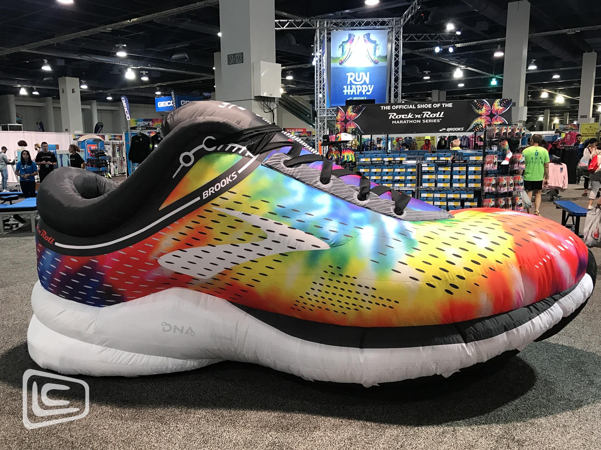 custom inflatable Brooks Shoe replica at trade show